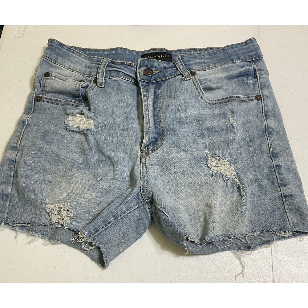 Aeropostale Cutoff Woman's Denim Blue Jean Distressed Shorts Size 30